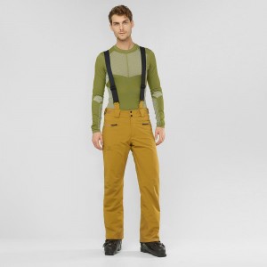 Men's Salomon Force Pants Yellow | QHUV-61792