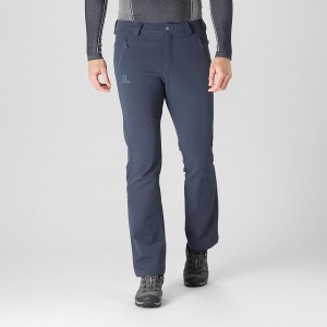 Men's Salomon Wayfarer Warm Straight Pants Navy | BDYW-20639